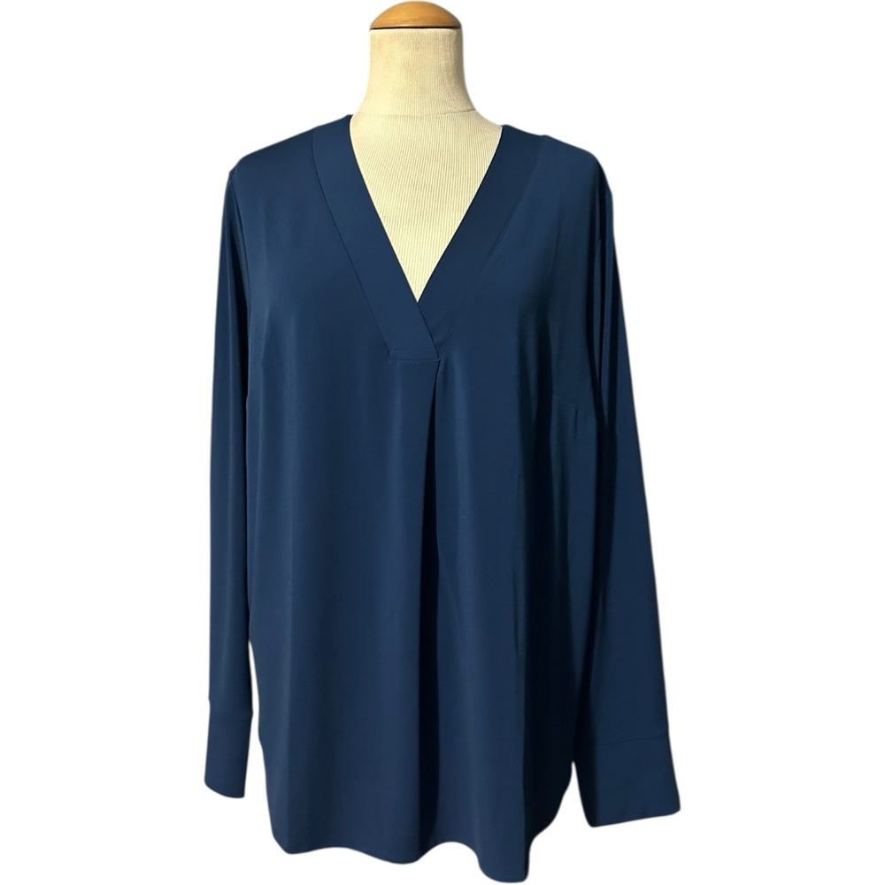 Universal Standard Long Sleeve V-Neck Clean Column Tunic NWT Deep Sea Blue 10/12